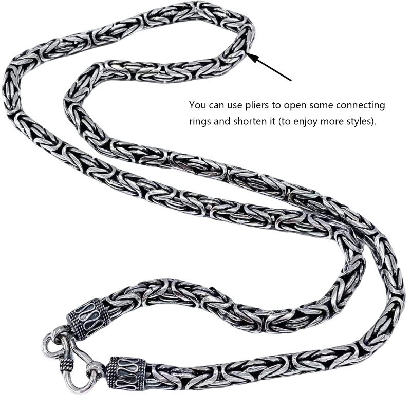 Silverso Italian Sterling Silver S925 Retro Chain Necklace for Men, Vintage Style Jewelry Gift (24 in Braided Hook) - Image 4