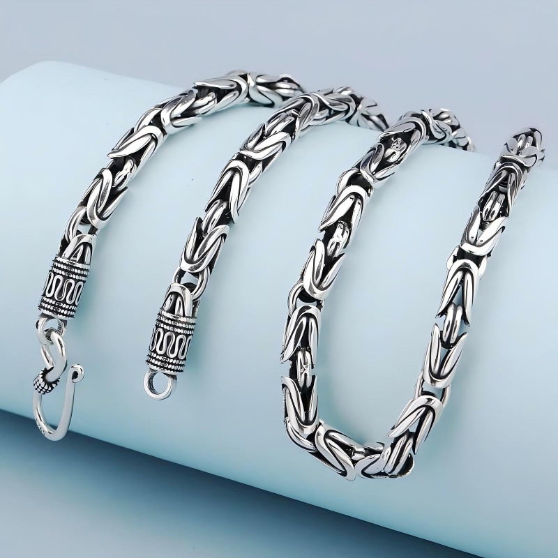 Silverso Italian Sterling Silver S925 Retro Chain Necklace for Men, Vintage Style Jewelry Gift (24 in Braided Hook) - Image 2