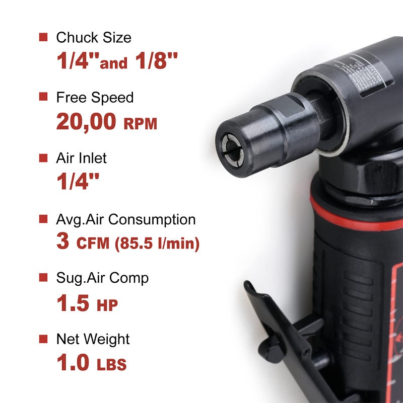 Aeropro Tools 1/4-Inch Angle Pistol Grip Air Angle Die Grinder Ap17315 With 1/4 Collect  20000 Rpm - Image 3