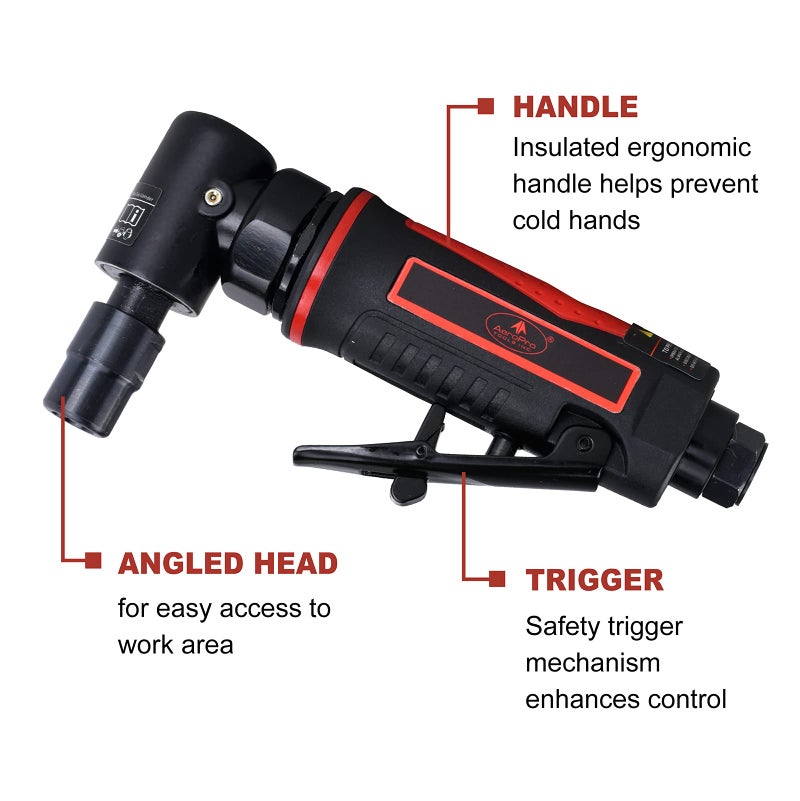 Aeropro Tools 1/4-Inch Angle Pistol Grip Air Angle Die Grinder Ap17315 With 1/4 Collect  20000 Rpm - Image 2
