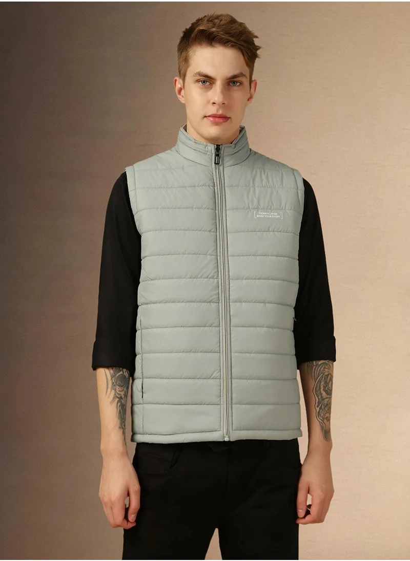 Dennis Lingo Men's Grey 100% Polyester Solid Regular Fit Jacket