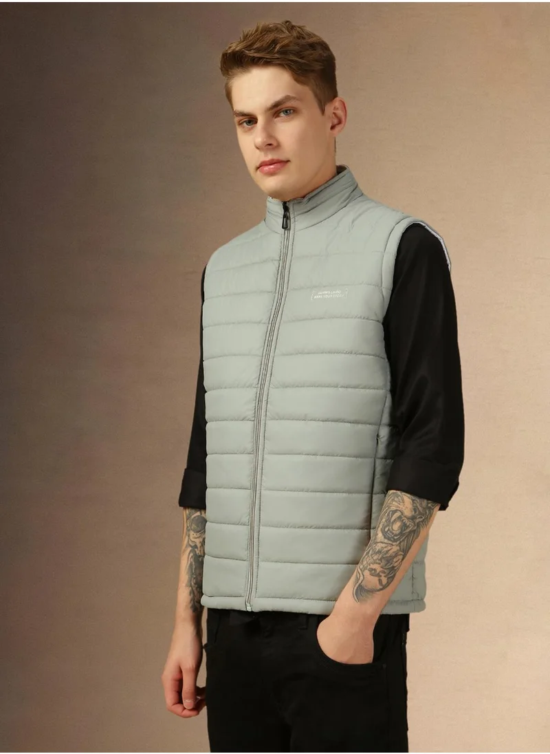 Dennis Lingo Men's Grey 100% Polyester Solid Regular Fit Jacket