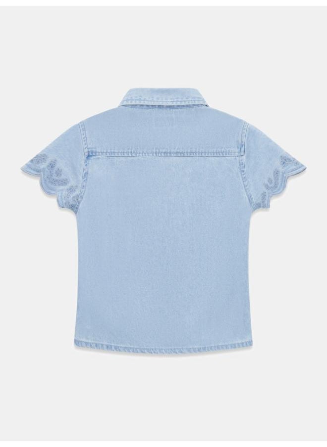 GUESS Kids Denim Short Sleev Shirt  - Image 2