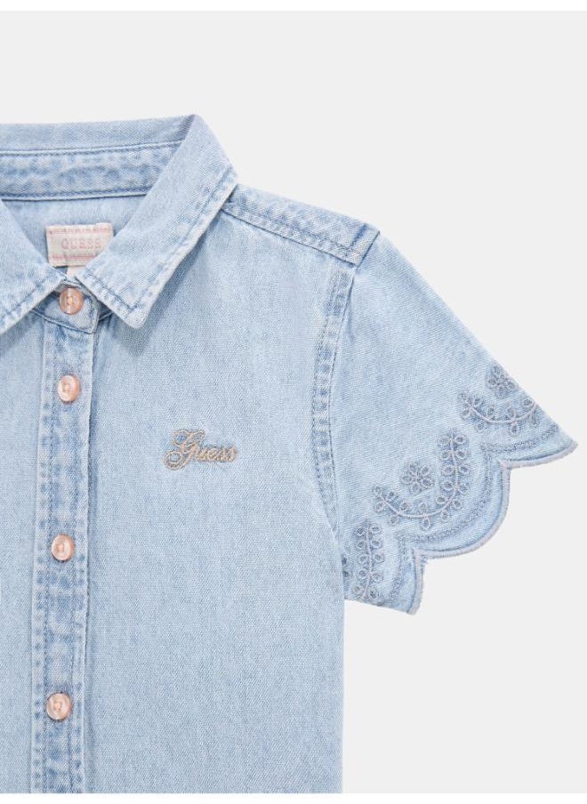 GUESS Kids Denim Short Sleev Shirt  - Image 3