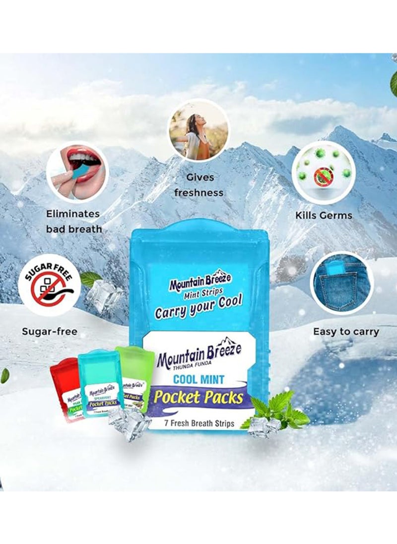 Mountain Breeze - Oral Hygiene Mouth Freshener Sugar Free Coolmint Flavoured Breath Strips (24 Strips Each Cassatte)-Pack Of 1(24 Cassette) - Image 1