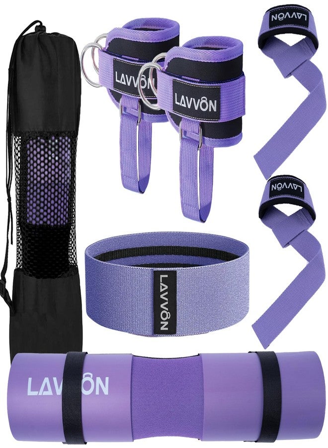 LAVVON 7Pcs-Barbell Pad Set for Hip Thrust - Squat Pad, Bench Press Workout Foam Weight Lifting Bar Cushion,Gym Accessories for Women with Bar Bad,with Gym Ankle Straps,Hip Resistance Bands,Lifting Strap - Image 1