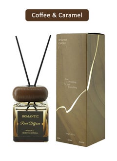 حديقة الزهور مجموعة معطرات الجو من القصب، معطر هواء برائحة العلاج العطري للحمام والمكتب والديكور المنزلي 100 مل (قهوة وكراميل)  - Image 1