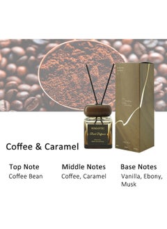 حديقة الزهور مجموعة معطرات الجو من القصب، معطر هواء برائحة العلاج العطري للحمام والمكتب والديكور المنزلي 100 مل (قهوة وكراميل)  - Image 2