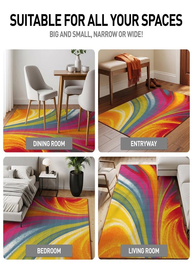 روغ شوب سجادة ممر عصرية من Rugshop بتصميم أمواج مانعة للانزلاق، مقاس 2 × 7 قدم (22 × 84 بوصة)، متعددة الألوان - Image 3