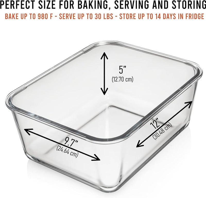 Razab 6500 ML / 220 oz / 28 Cup LARGE Glass Food Storage Container with Airtight Locking Lid. Ideal Storing food, Vegetables, Fruits. Baking Casserole, Lasagna, Roasting Turkey, Chicken BPA Free Oven Safe - Image 3