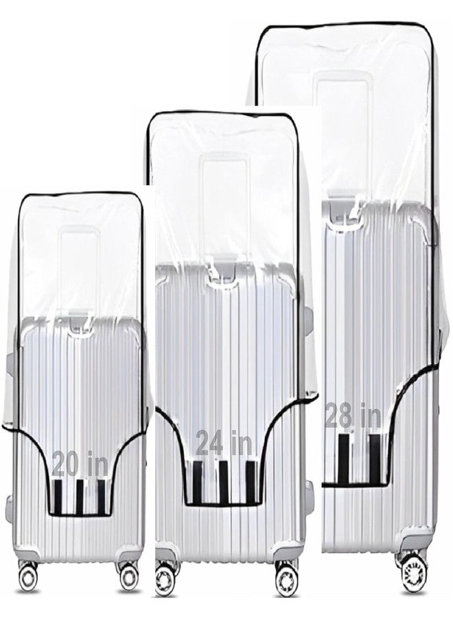 Handcuffs Transparent Luggage Trolley Protective Covers PVC Waterproof Travel Bag Suitcase Cover (Combo of 3 (20" + 24" + 28" Inches)) - Image 1