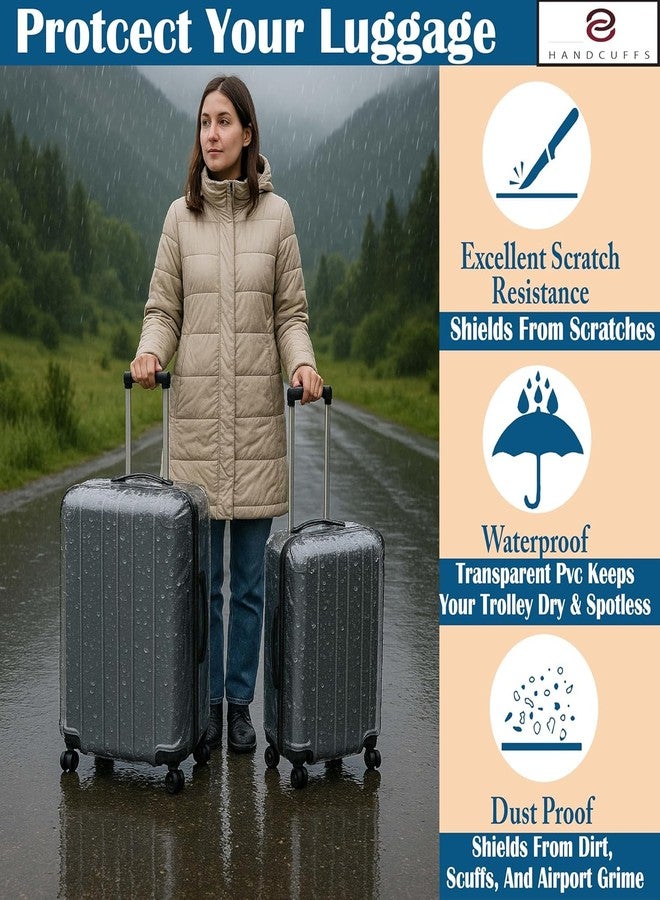 Handcuffs Transparent Luggage Trolley Protective Covers PVC Waterproof Travel Bag Suitcase Cover (Combo of 3 (20" + 24" + 28" Inches)) - Image 3