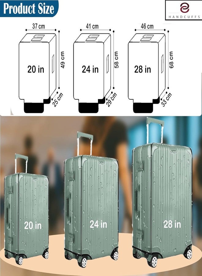 Handcuffs Transparent Luggage Trolley Protective Covers PVC Waterproof Travel Bag Suitcase Cover (Combo of 3 (20" + 24" + 28" Inches)) - Image 2