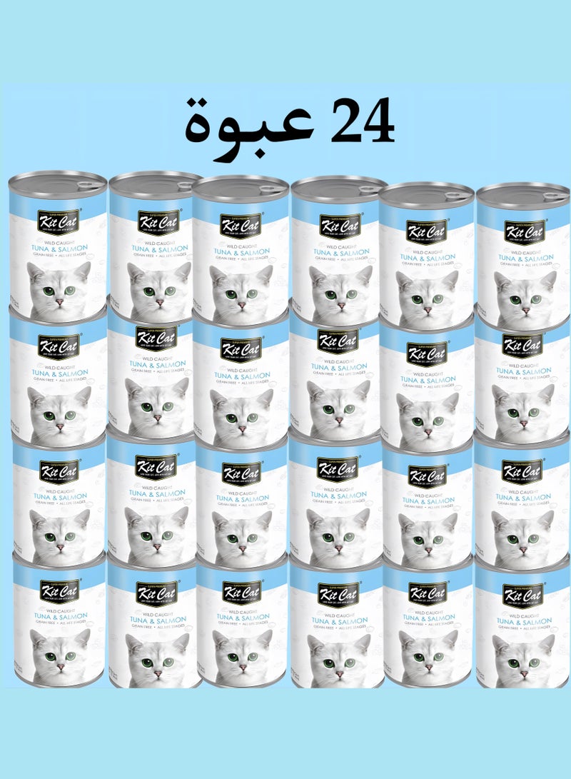Kit Cat (24 packs) wet cat food with tuna and salmon flavor for small and large cats / 400 grams - Image 2