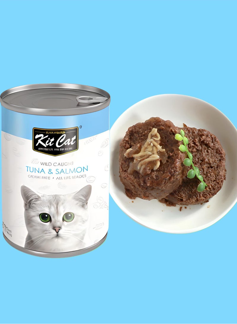Kit Cat (24 packs) wet cat food with tuna and salmon flavor for small and large cats / 400 grams - Image 4