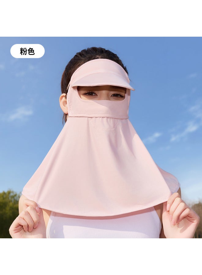 Summer Ice Silk Sun Protection Mask Full Face Windproof Women's Hat Brim Neck Uv Protection Sun Protection Mask Face Gini