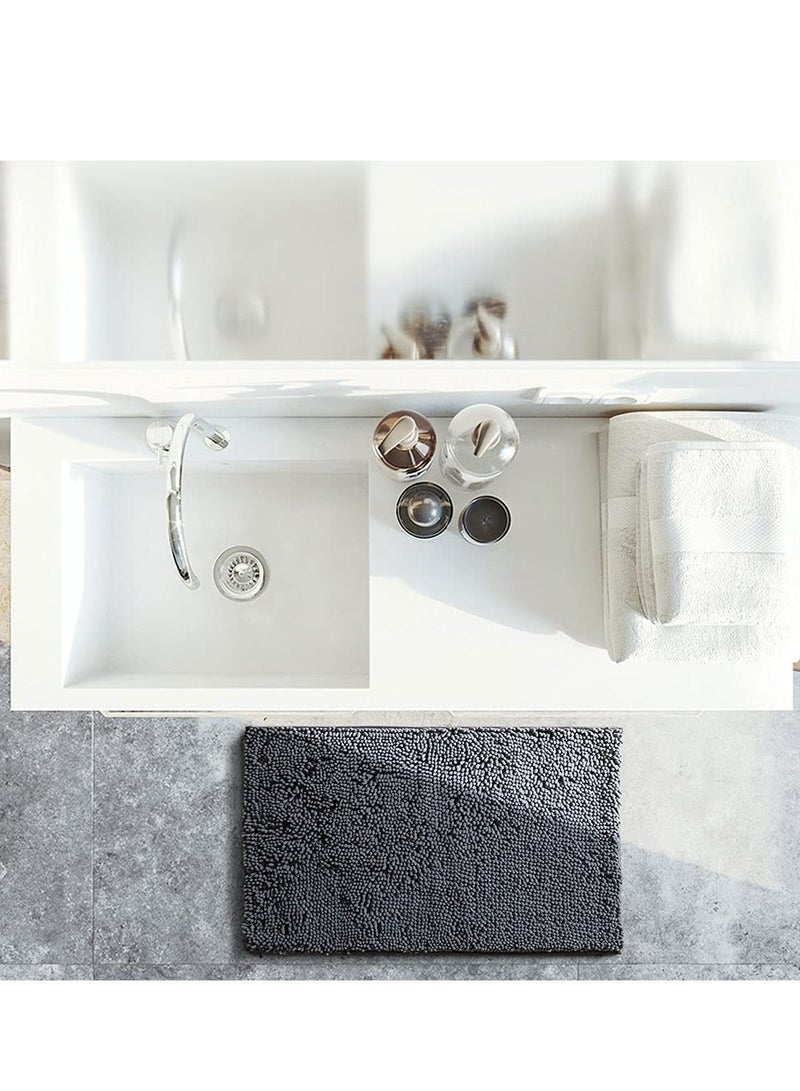 Captaintech Bathroom Rug，80x50 Anti-slip Bath Mat，Doormat，Soft and Cozy Rug，Bathroom Durable Thick Bath Towel，Easier to Dry，Bathtub Rug（Grey） - Image 2