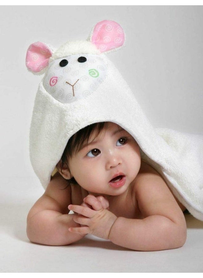 ZOOCCHINI 100 Percent Cotton Baby Hooded Towel, Lola The Lamb - Image 3