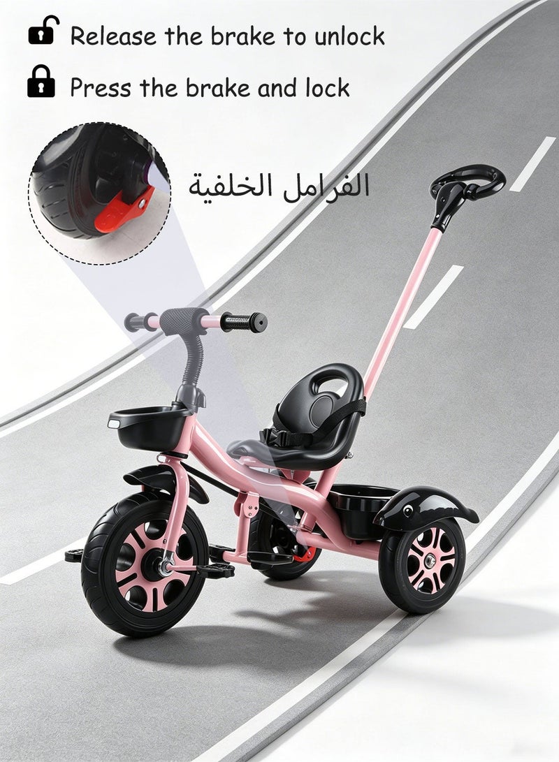 MaBaby Tricycles for Kids, with Storage Basket, Adjustable Seat and Parent Push Handle, Children Trike for 1-6 Years Boys and Girls, Balance Bike for Indoor Outdoor - Image 5