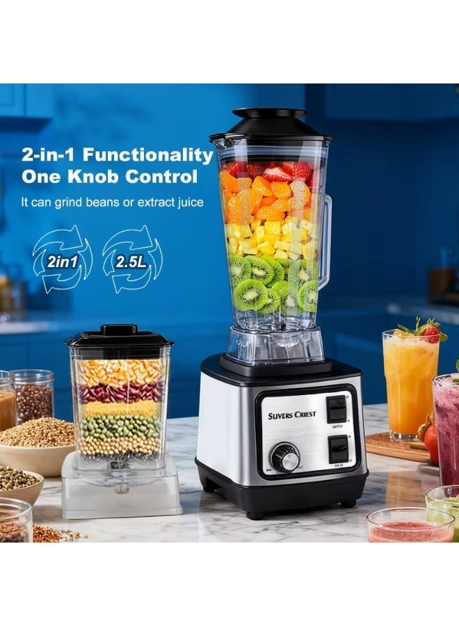 SILVER CREST SC-2255 Multi-Purpose Juicer Blender 2-in-1 2.5L Capacity High-Speed Food Processor Smoothie Maker Ice Crusher Grinder with Pulse Function,food processor, kitchen blender, mixer grinder - Image 2