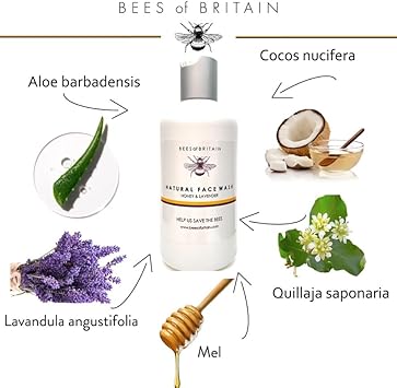 BEES of BRITAIN 99 Natural Face Wash Honey Lavender No SulfatesParabens pH 55 Sensitive Skin We Donate 5 of our Profit to Save Bees Pollinators 250ml - Image 2