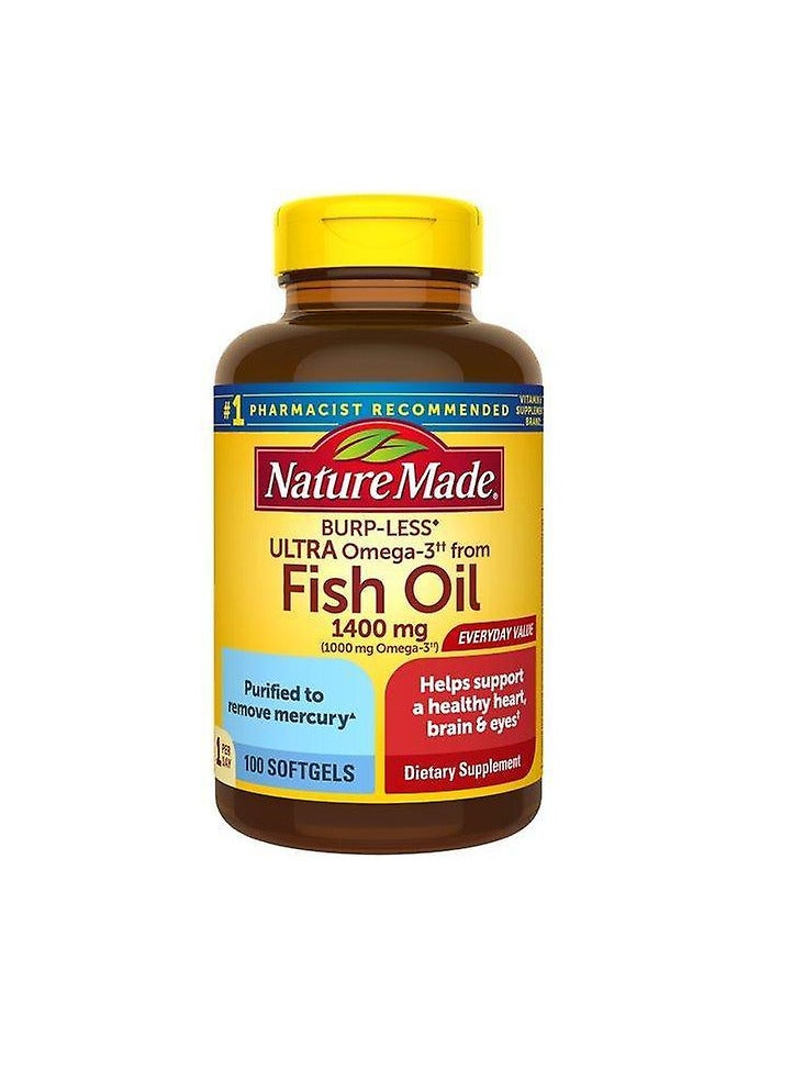 Fish Oil Burp-less Ultra Omega 3 1400 Mg One Per Day, 100 Softgels