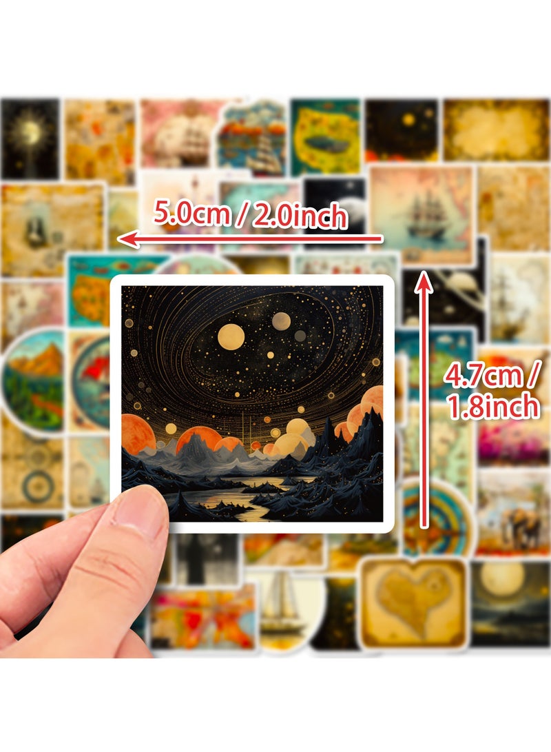 50Pcs World Map Stickers Pack Waterproof Vintage Stickers for Luggage Water Bottle Laptop Planner Journaling Scrapbooking Notebook Skateboard Vinyl Travel Decals for Teens Adults - Image 2