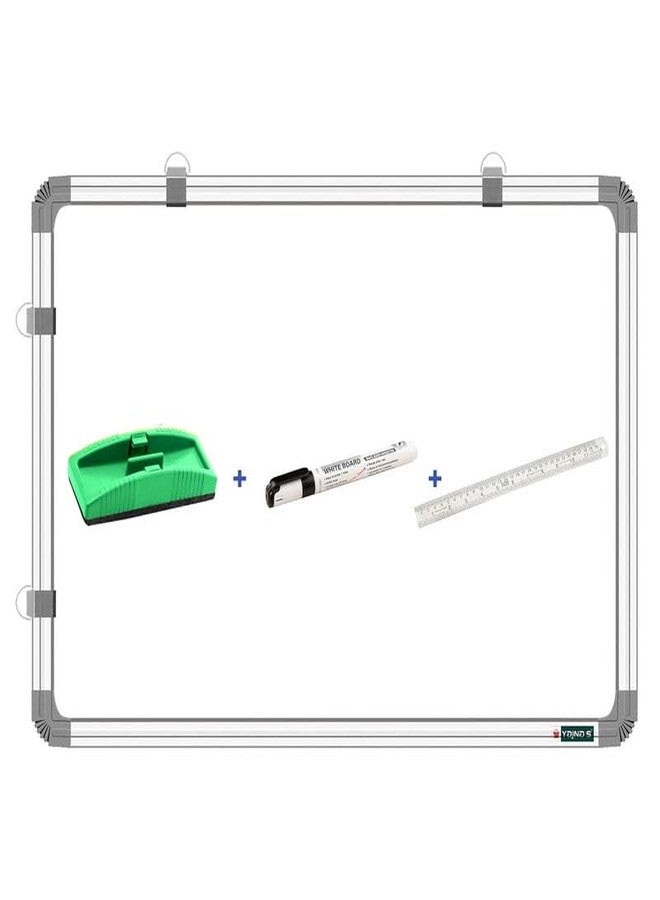 YAJNAS 3 × 2 FT Non-Magnetic Double Sided White Board & Chalk Board | Both Side Writing Boards, One Side White Marker & Reverse Chalk Board | Pack of 4 Items