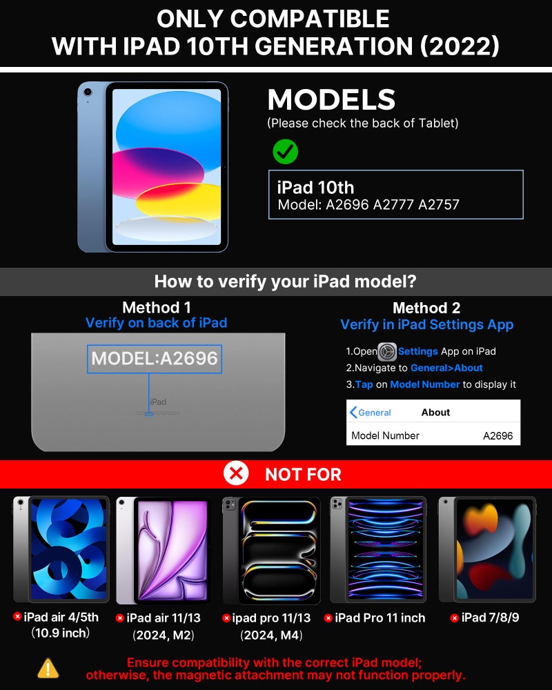typecase كيبورد تايب كيس إيدج لجهاز آيباد الجيل العاشر (10.9 بوصة، 2022) - 10 ألوان مضيئة، رقيق، لوحة تتبع متعددة اللمس، بلوتوث، غلاف كيبورد مغناطيسي لجهاز آيباد الجيل العاشر 10.9 - أزرق المحيط - Image 2
