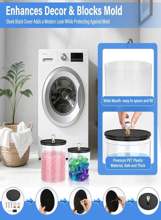 LifeisLuck Laundry Detergent Dispenser Set 2 Pack Large & Small Liquid Laundry Soap Dispensers with Bamboo Stands Acrylic Laundry Detergent Containers Total Capacity About 1.25 Gallons Laundry Room Organization - Image 3