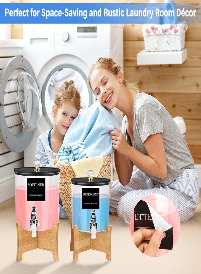 LifeisLuck Laundry Detergent Dispenser Set 2 Pack Large & Small Liquid Laundry Soap Dispensers with Bamboo Stands Acrylic Laundry Detergent Containers Total Capacity About 1.25 Gallons Laundry Room Organization - Image 5