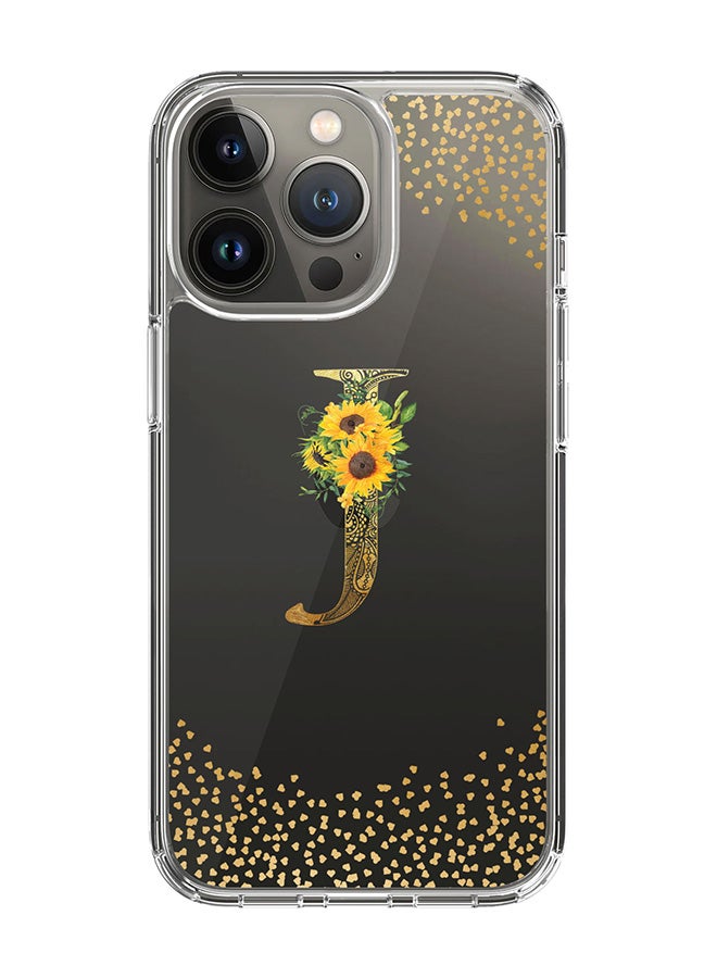 Stylizedd Classic Clear Case For iPhone 14 Pro, Hybrid Soft Case Cover- Custom Monogram Initial Letter Mandala Floral Pattern Alphabet - J(Transparent) - Image 1