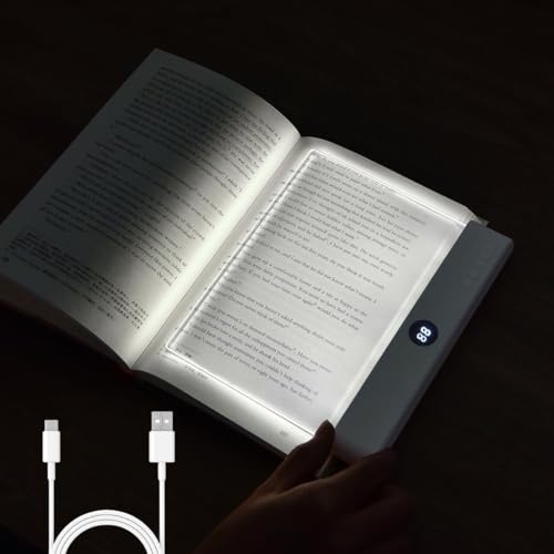 ELEPHANTBOAT® 3-Color LED Book Light for Night Reading, USB Cordless Night Reading Light for Book with LCD Battery Display, Rechargeable Desk Night Lamp - Image 1