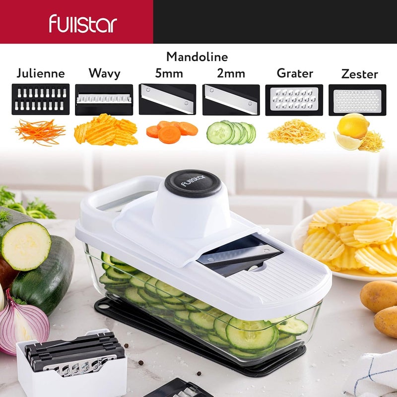 Fullstar Mandoline Slicer Vegetable Slicer Mandoline - Potato Slicer Food Slicer Veggie Slicer Cutter Slicers for Fruits and Vegetables - Fruit Slicer Onion Slicer Julienne Slicer with Glass Container - Image 4