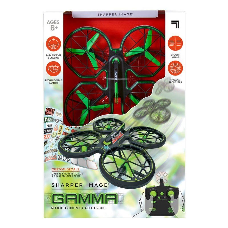 Sharper Image Gamma RC Caged Quadcopter Drone (17.53, Green/Black) - Image 1