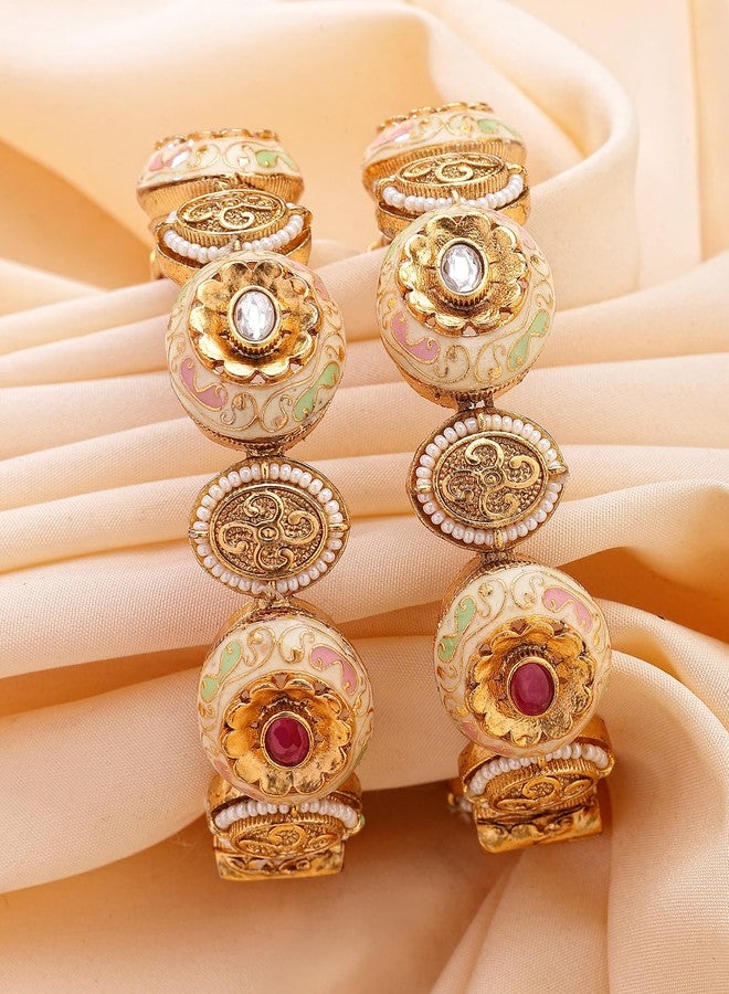 كارات كارت أساور أنيقة مطلية بالذهب ومزينة بنقوش زهرية من كاراتكارت للنساء - Image 4