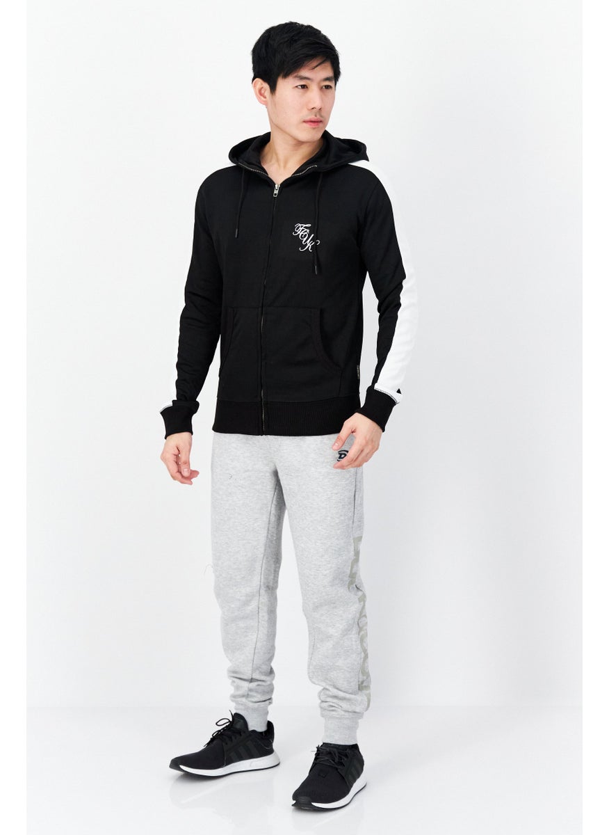 French Connection - Men Hood With Drawstring Printed Long Sleeve Sweatshirts, Black - Image 1