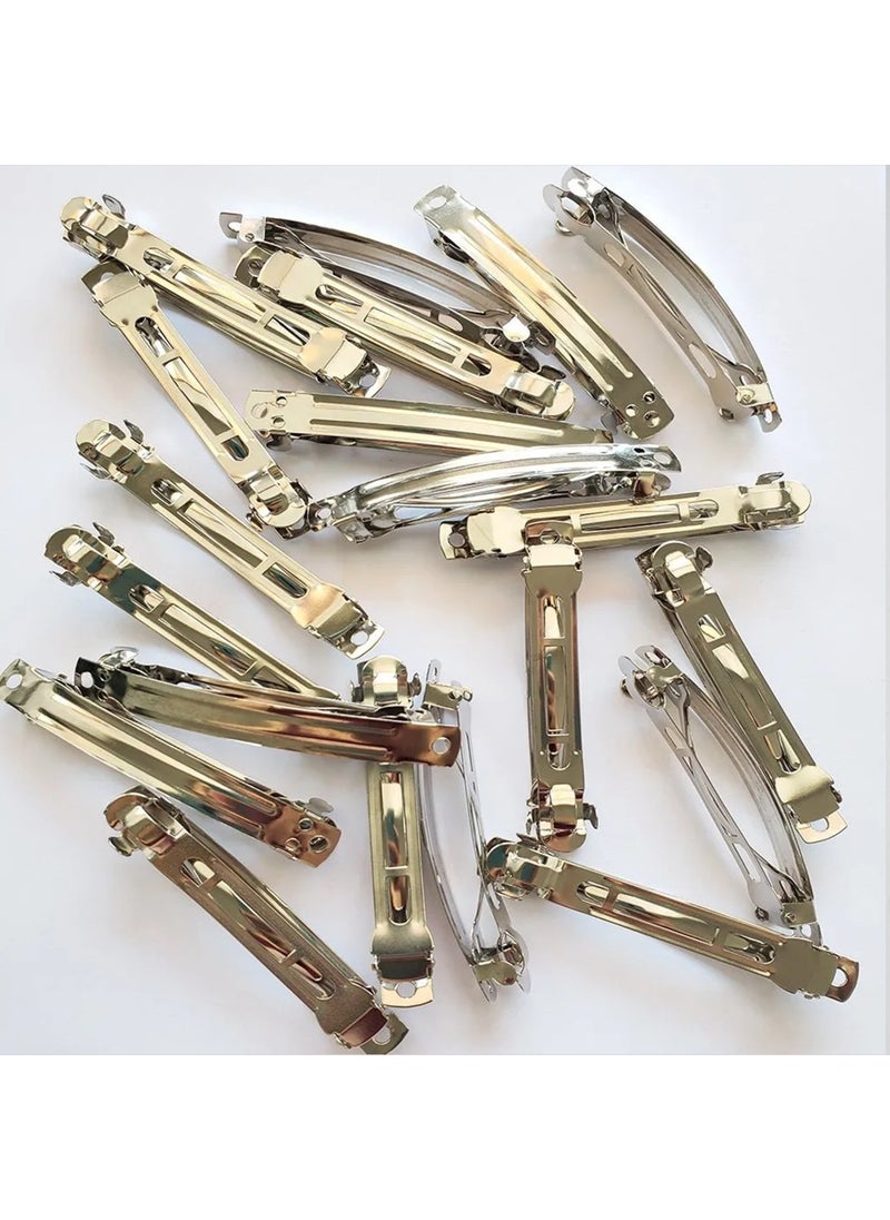 TıkTık AL TıkTık BUY 50 Pieces 6 cm Silver Color Metal Automatic Buckle Empty Undecorated 