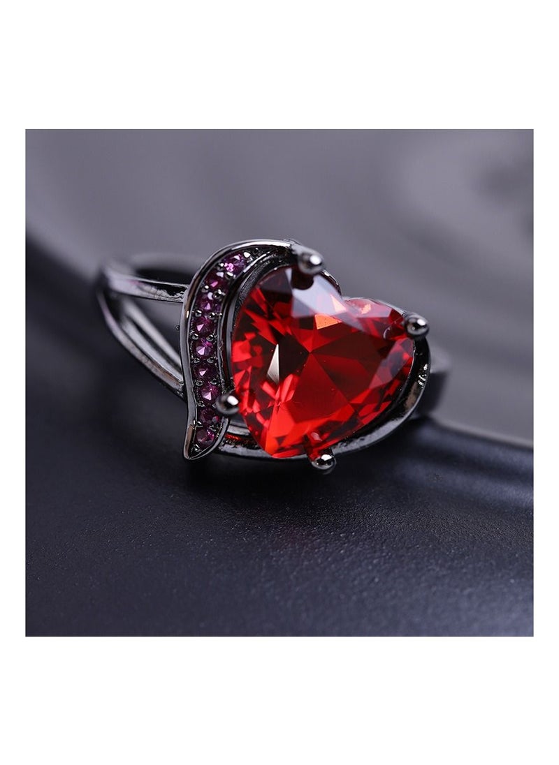 NIBEMINENT Women's Creative Fashion Red Heart Zircon Rose Red Small Diamond Ring Black Gold Ring Engagement Hand Jewelry  - Image 4