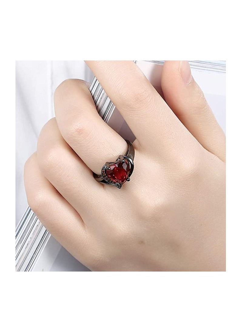NIBEMINENT Women's Creative Fashion Red Heart Zircon Rose Red Small Diamond Ring Black Gold Ring Engagement Hand Jewelry  - Image 2