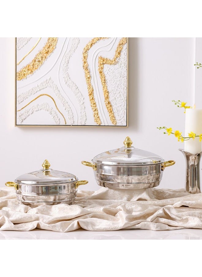 DANUBE HOME Nomaris Hot Pot with Etching Work, Gold & Shiny Polished, 4500 ml – Elegant Luxury Serving Pot, Durable, Stylish Design for Family Meals, Special Occasions & Festive Dining 34x34x15CM  - Image 5