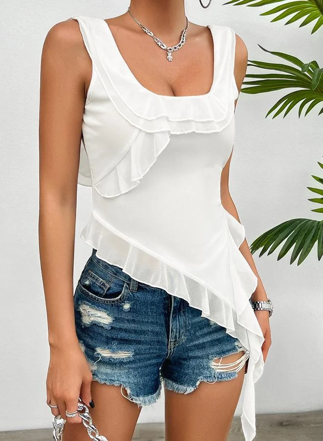 Take Two Ruffled Edge Square Neck Cami by Styli
