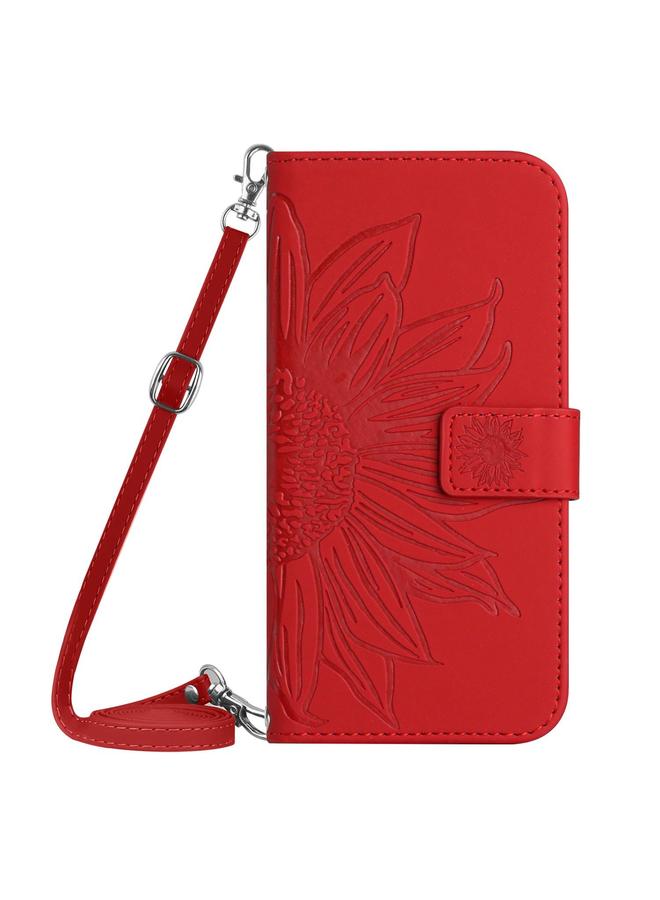 erorex Case For Tecno Camon 40 Pro 4G / 5G Skin Feel Sun Flower Embossed Flip Leather Phone Case with Lanyard - Image 2