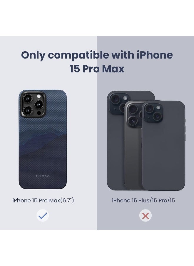 PITAKA - PITAKA Case for iPhone 15 Pro Max, Slim & Light iPhone 15 Pro Max Magnetic Case 6.7-inch with a Case-Less Touch Feeling, 1500D Aramid Fiber Made [StarPeak MagEZ Case 4 - Over The Horizon] - Image 1