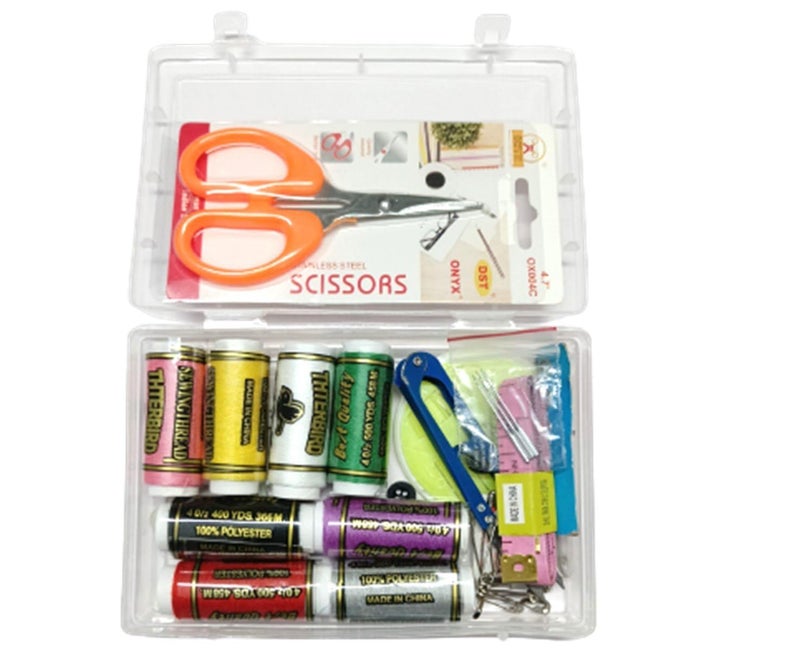 Daily Crafts Daily Crafts Sewing Kit Travel Buddy Mini Size 1 Box for Home Use Sewing Machine Accessories Contains 10 Spools of Thread Sewing Needles Scissors Thimble Tape Measure 
