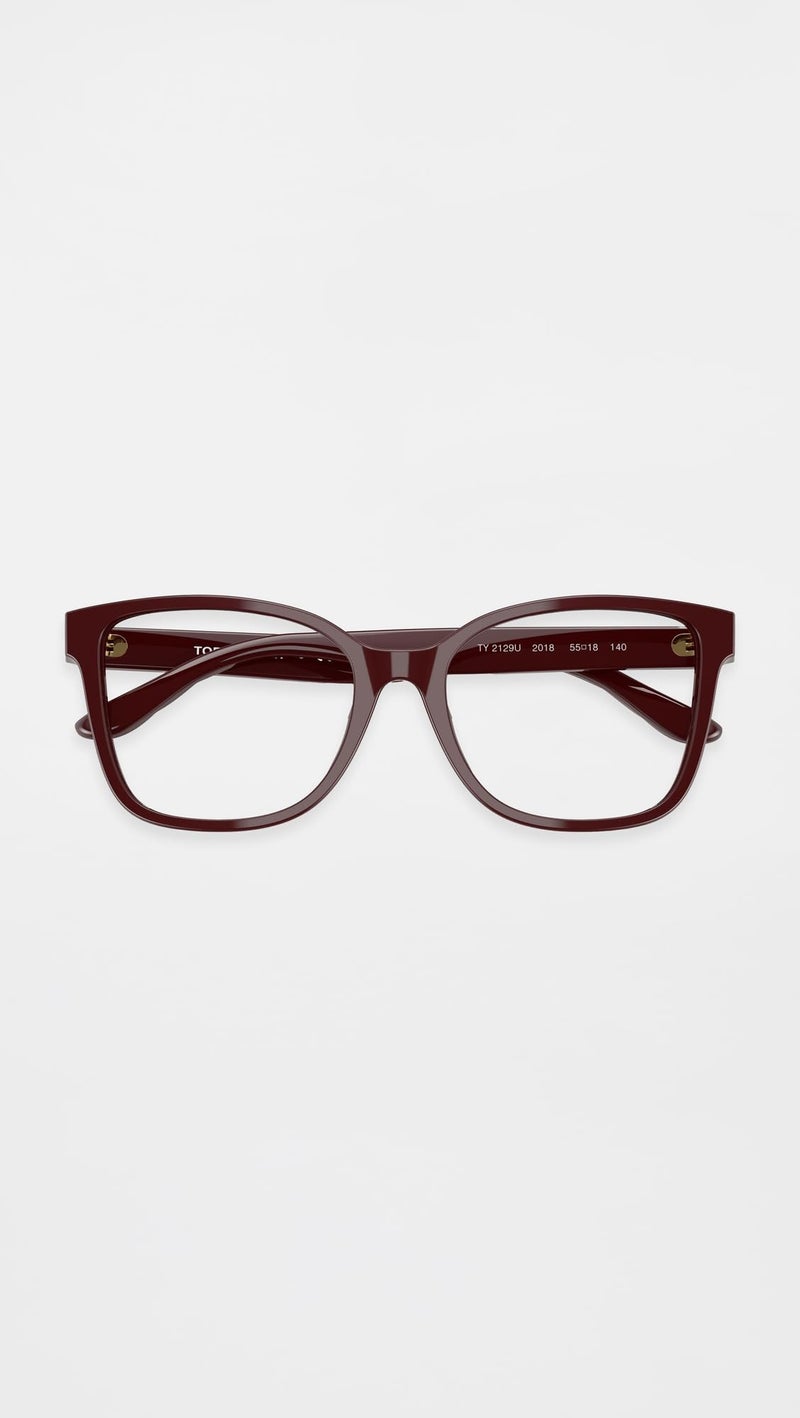 Tory Burch Women's Kira Square Eyeglasses, Berry Red, 55/18/140 - Image 4