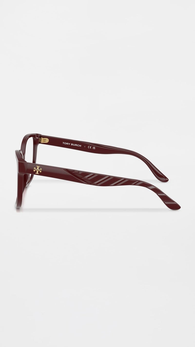 Tory Burch Women's Kira Square Eyeglasses, Berry Red, 55/18/140 - Image 3