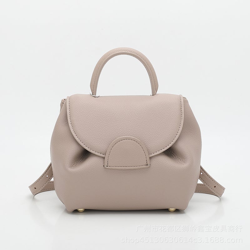 French Niche Design Handbag With Litchi Pattern Contrasting Piggy Bag One-Shoulder Cross-Body Smiley Face Bag Small Size - Image 1