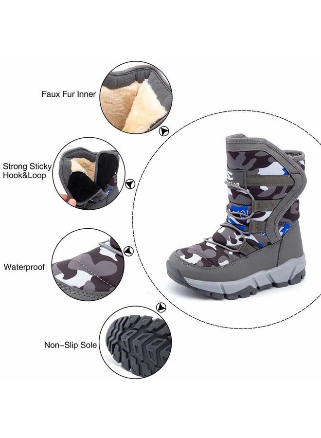 GUBARUN Boys Girls Snow Boots Winter Waterproof Slip Resistant Cold Weather Shoes, Grey, 8 Toddler - Image 2
