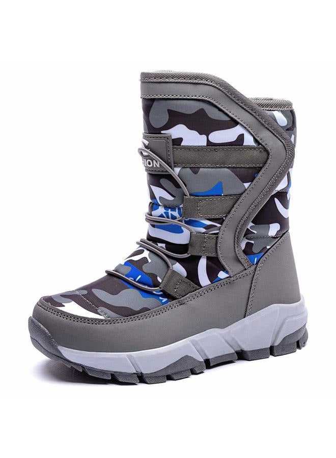 GUBARUN Boys Girls Snow Boots Winter Waterproof Slip Resistant Cold Weather Shoes, Grey, 8 Toddler - Image 1